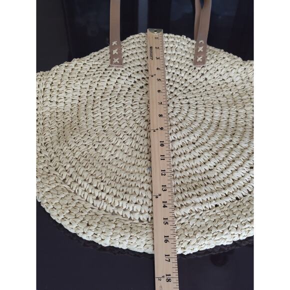BOHO Woven Straw Large Tote Shoulder Bag Strap Handle Magnetic Snap Clasp - Picture 13 of 15